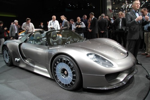 Porsche Spyder Automakers are revealing plans for plugin hybrids left and 
