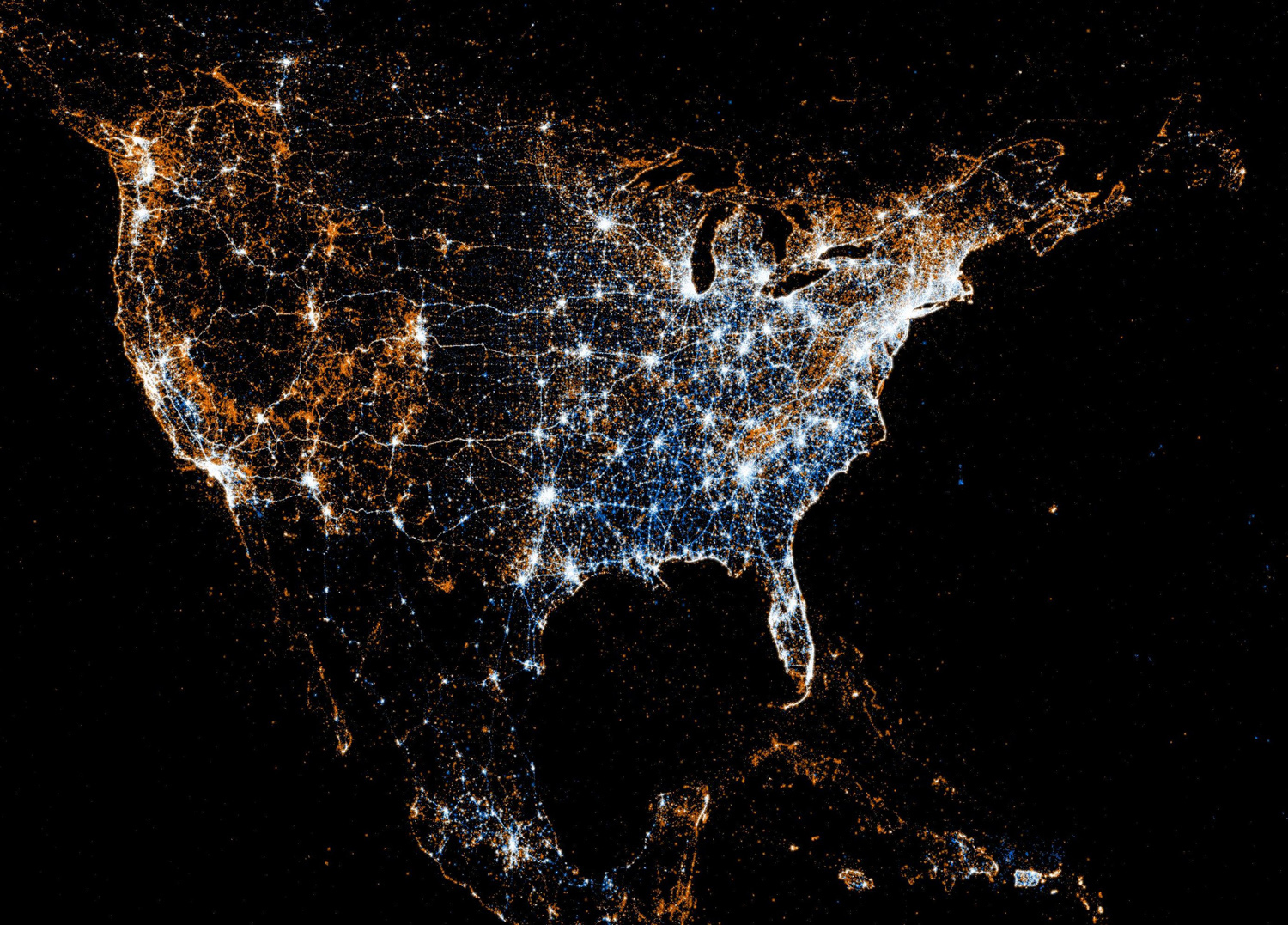 Us Map At Night From Space