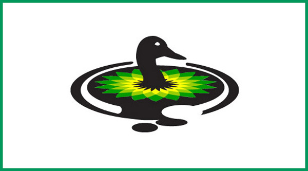 BP logo duck covered in oil