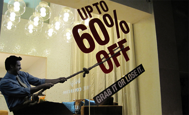 Sale sign in store window