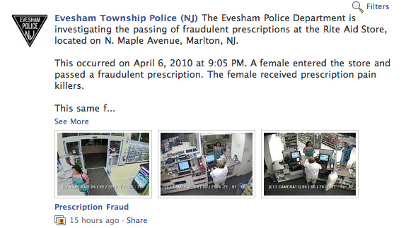 Evesham, NJ police Facebook page