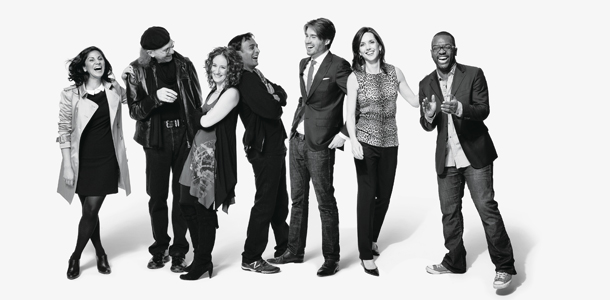 Members of Generation Flux can be any age and in any industry: From left, Raina Kumra, Bob Greenberg, danah boyd, DJ Patil, Pete Cashmore, Beth Comstock, and Baratunde Thurston. | Photo by Brooke Nipar