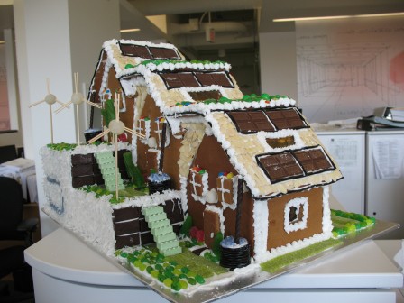 green gingerbread houses