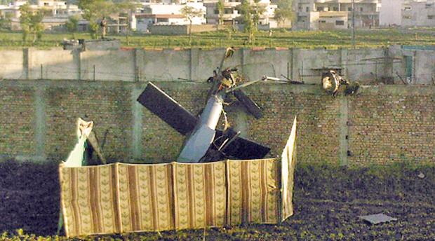 Wrecked helicopter from Bin Laden raid