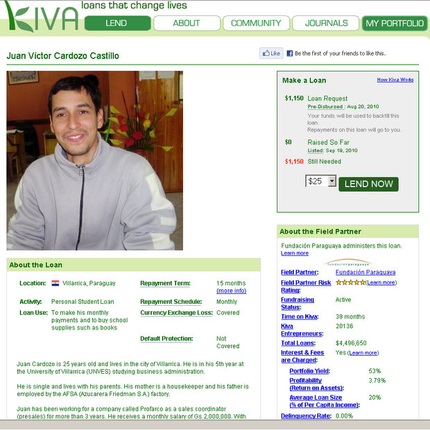 Kiva student loan program