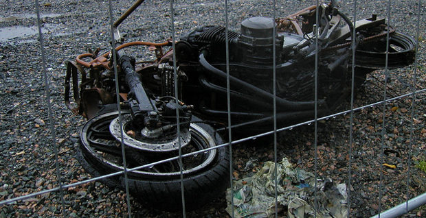 burned out motorcycle