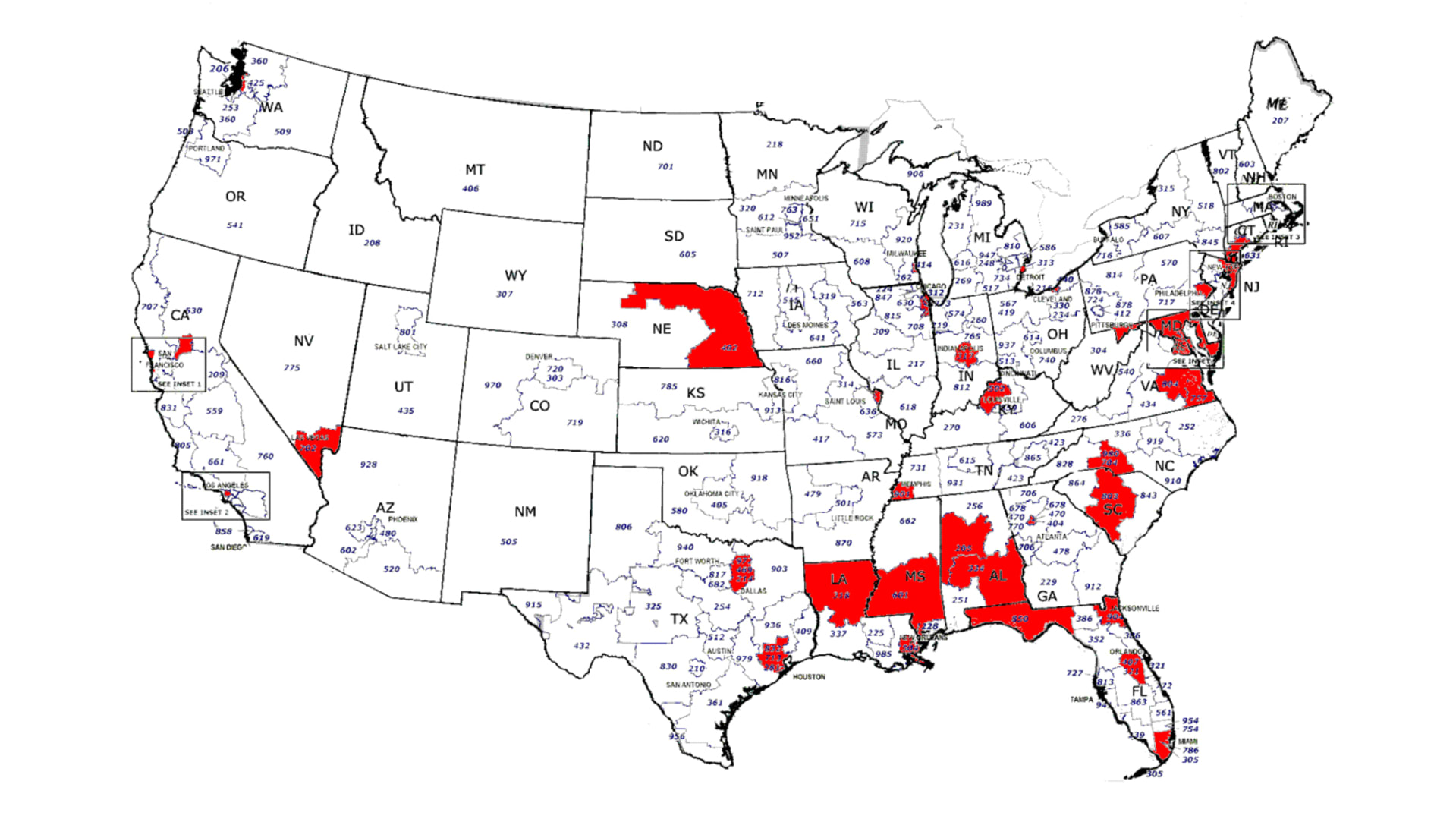 Inf Ho Graphic A Precisely Plotted Map of Area Codes In Which