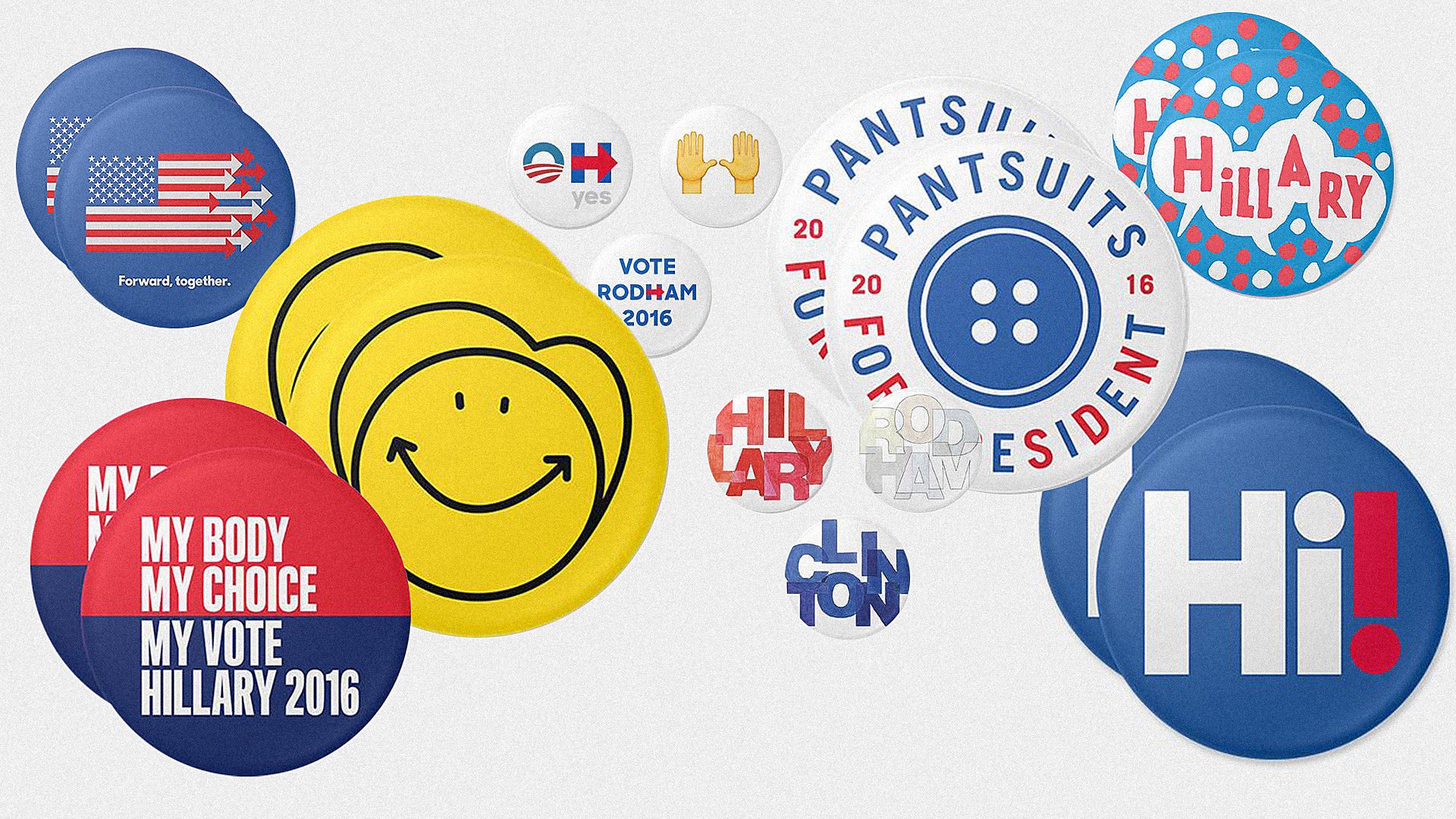 Clinton Buttons Hillary Clinton's Campaign Enlists 45 Top Designers To Create Buttons ...