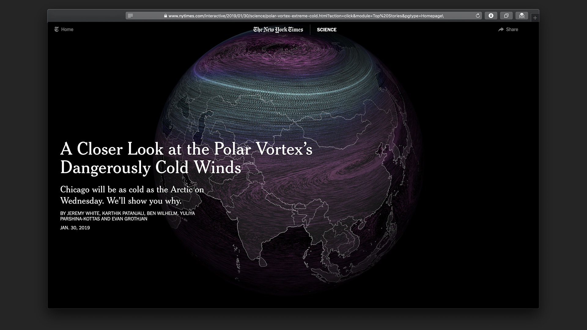 Watch the Polar Vortex engulf Chicago in this chillingly beautiful viz