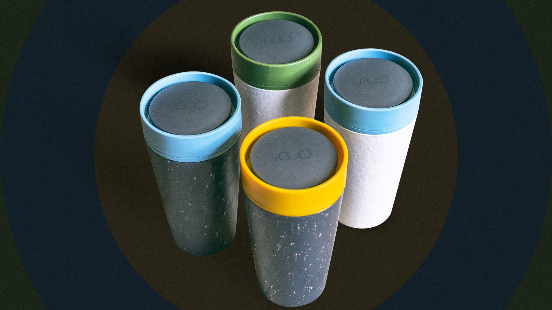 This reusable mug is made from recycled coffee cups