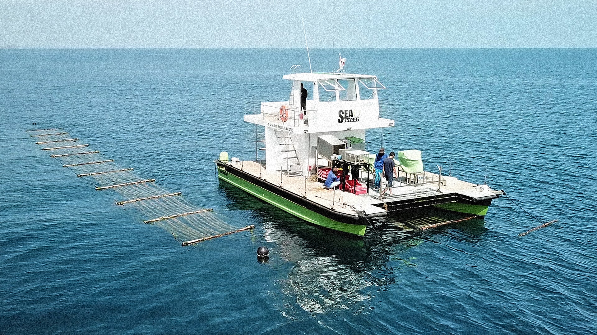 A ‘sea tractor’ harvests and replants carbon-capturing seaweed at this floating farm