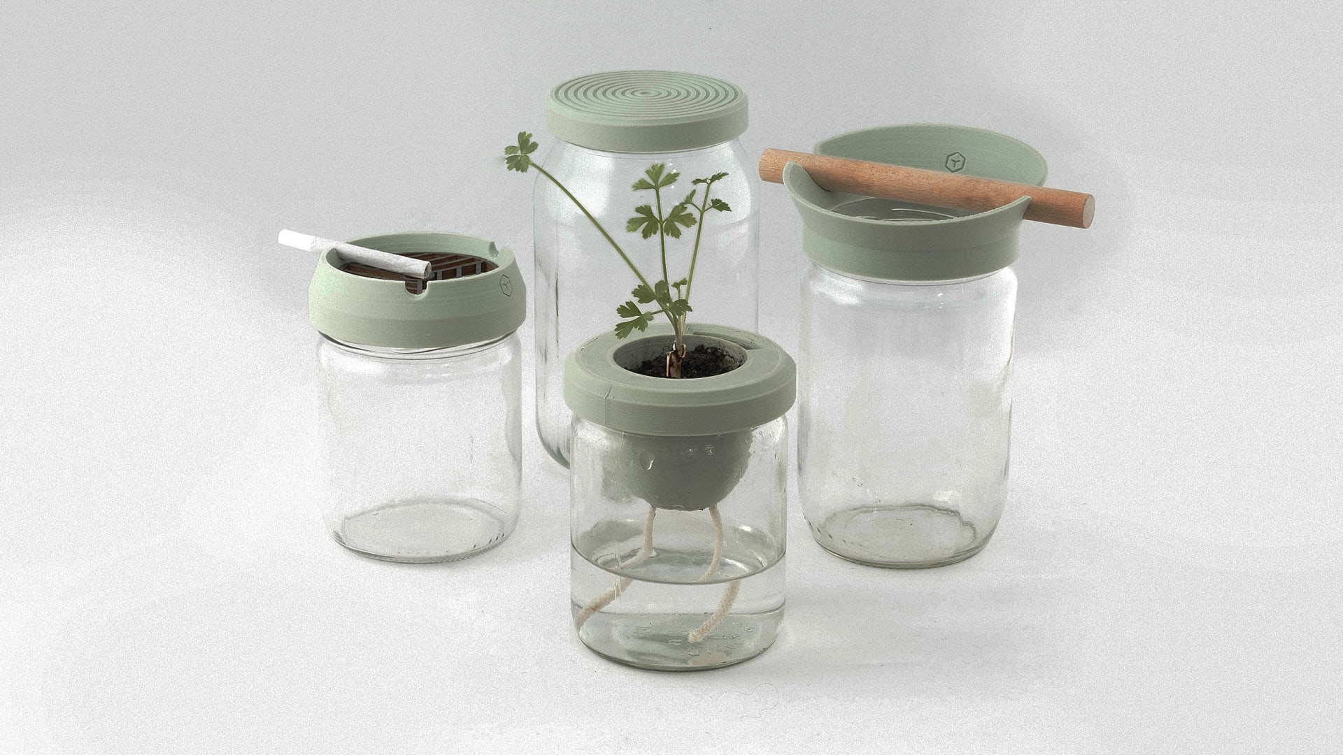 These 3D-printed bioplastic lids can turn any old jar into a Swiss Army knife of storage