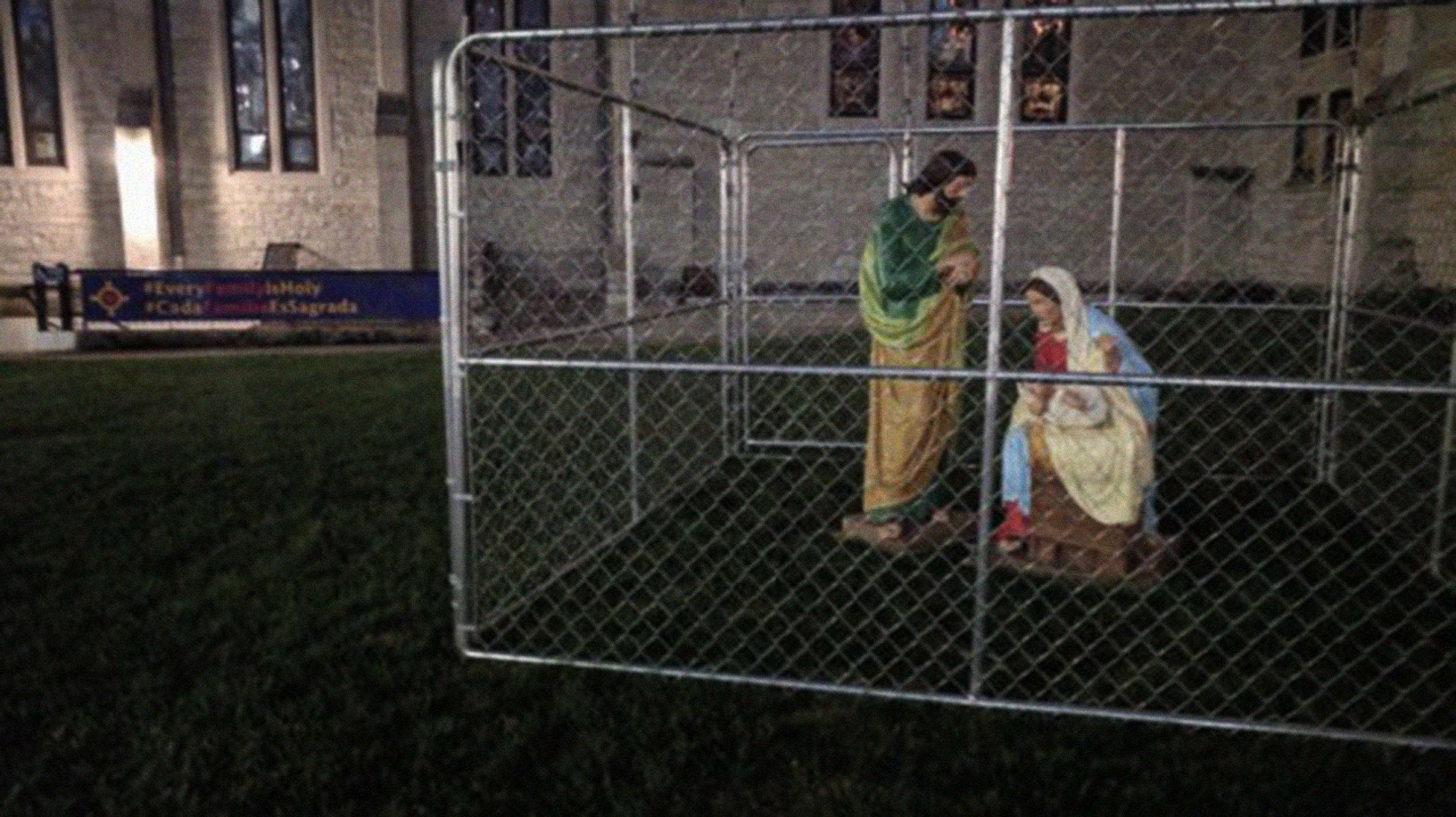 Creativity in protest: This church set a nativity scene in a cage