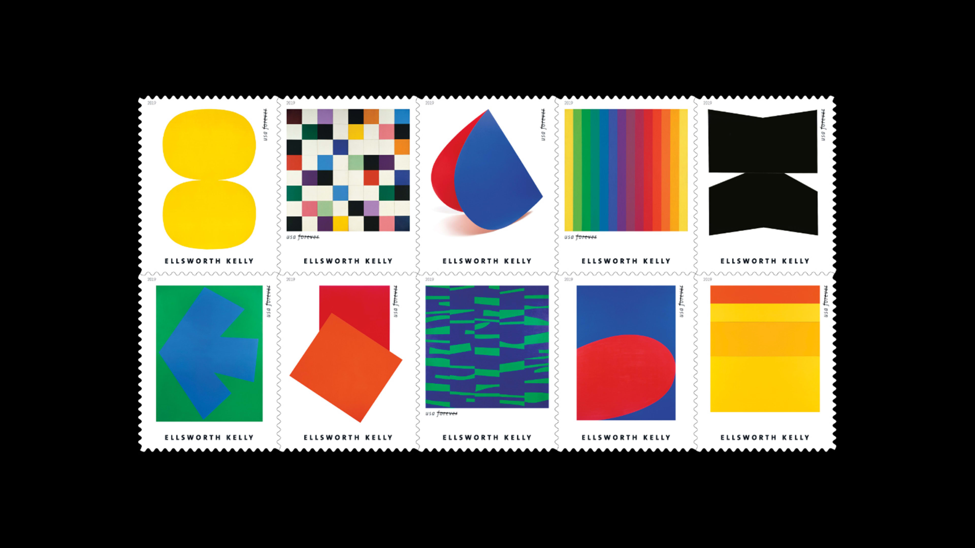 Buy a book (or three) of the USPS’s new Ellsworth Kelly stamps