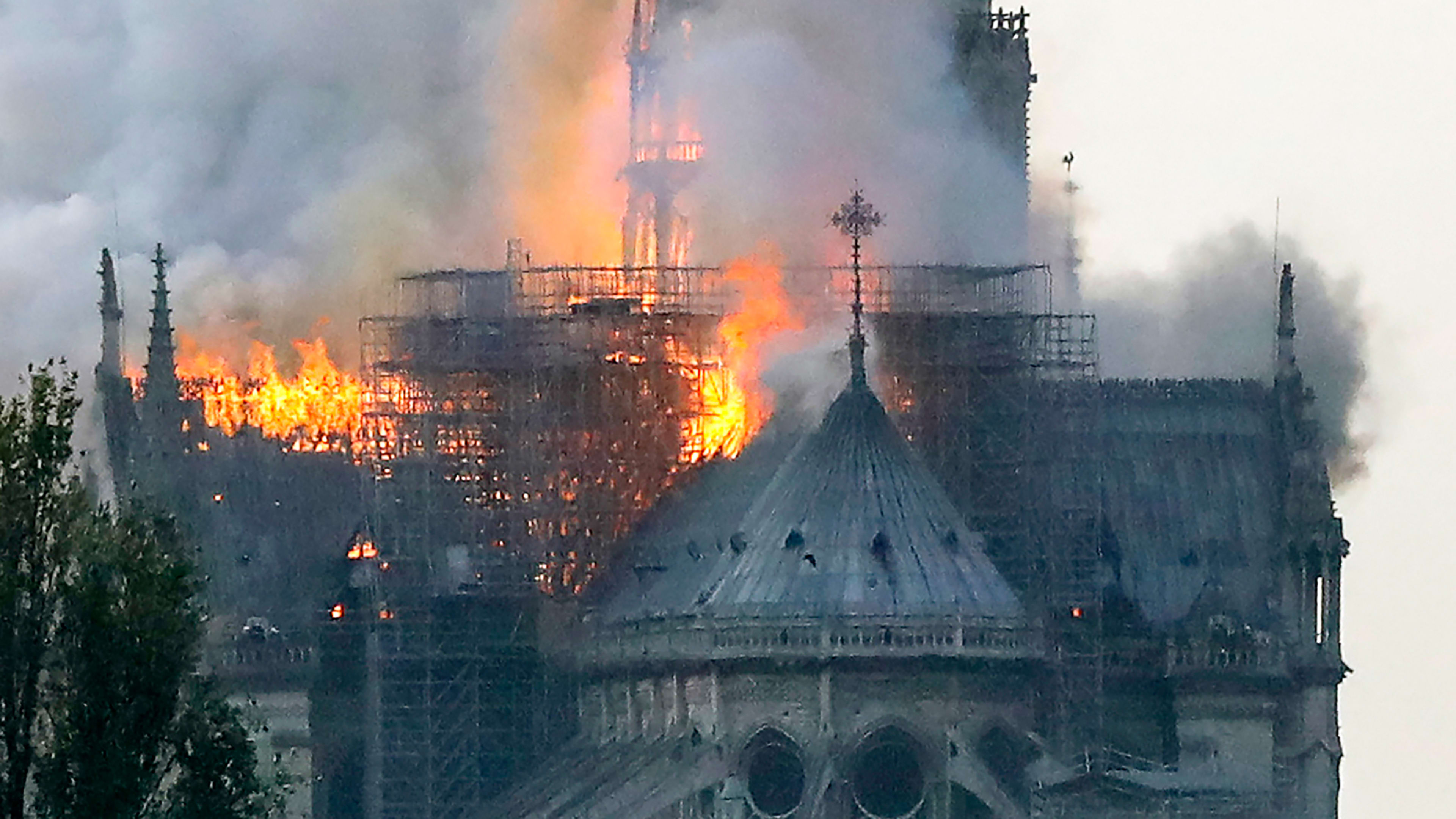 Notre Dame fire: Videos show 850-year-old Paris cathedral ablaze