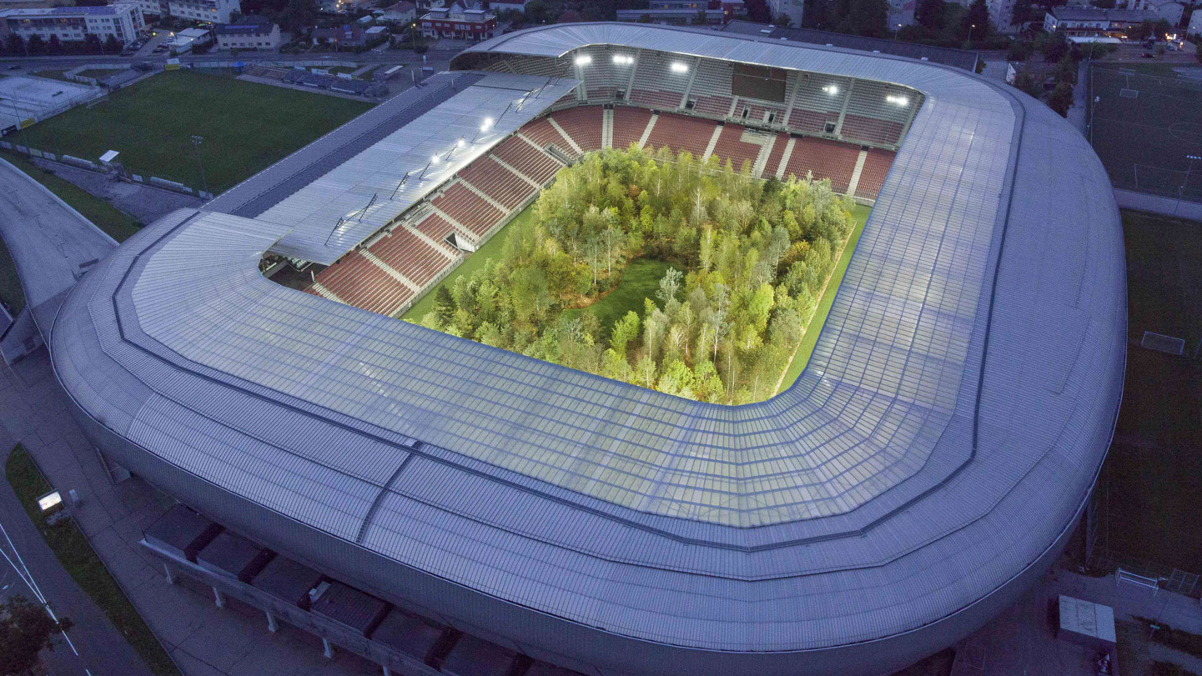 This 30,000-person football stadium is now home to a living forest