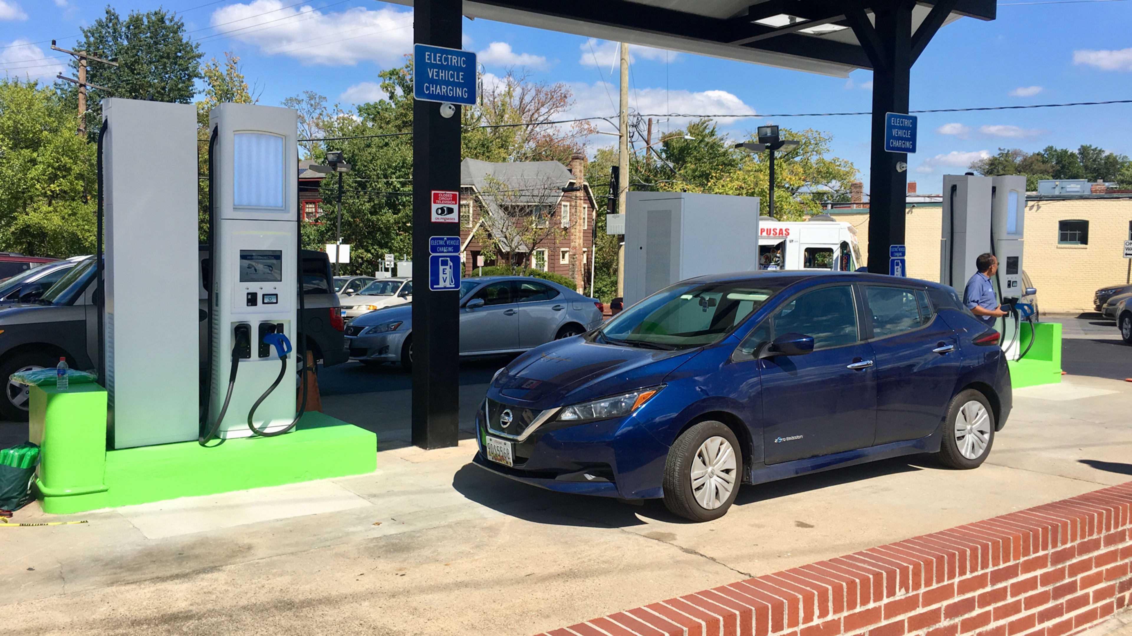 This gas station is the first in the U.S. to convert to all-electric vehicle chargers