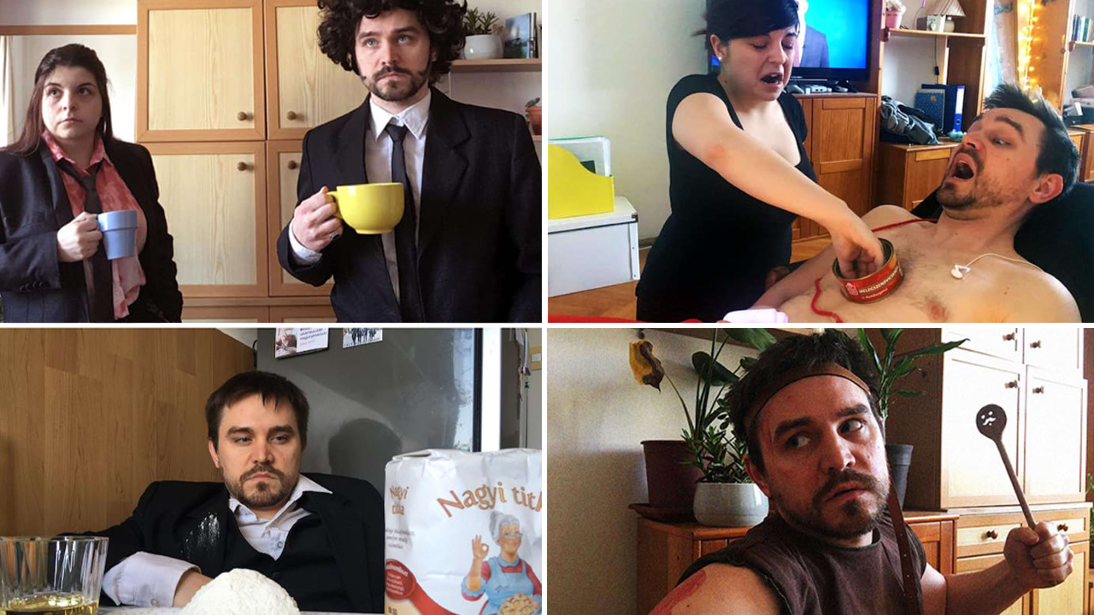 A quarantined couple uses household items to create iconic movie moments