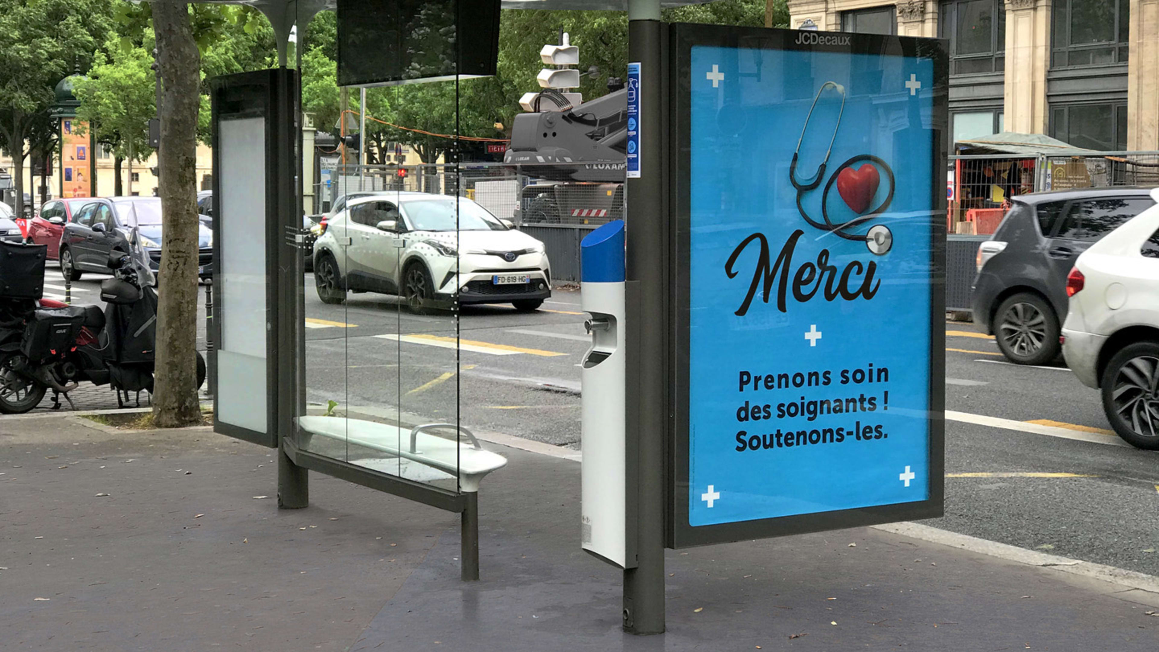 Paris installs hundreds of free hand sanitizer stations around the city