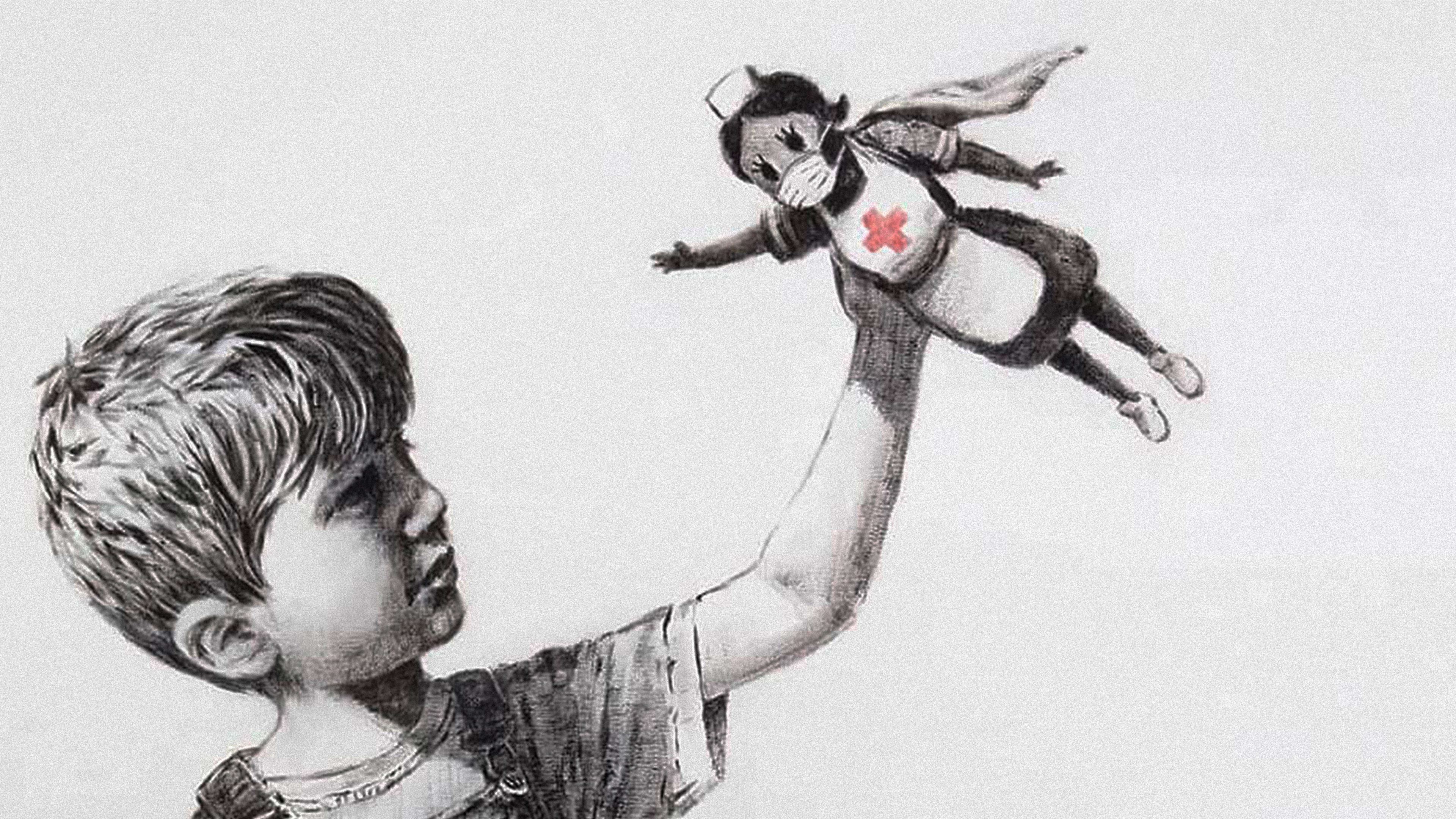 New Banksy painting celebrates healthcare workers as the real superheroes