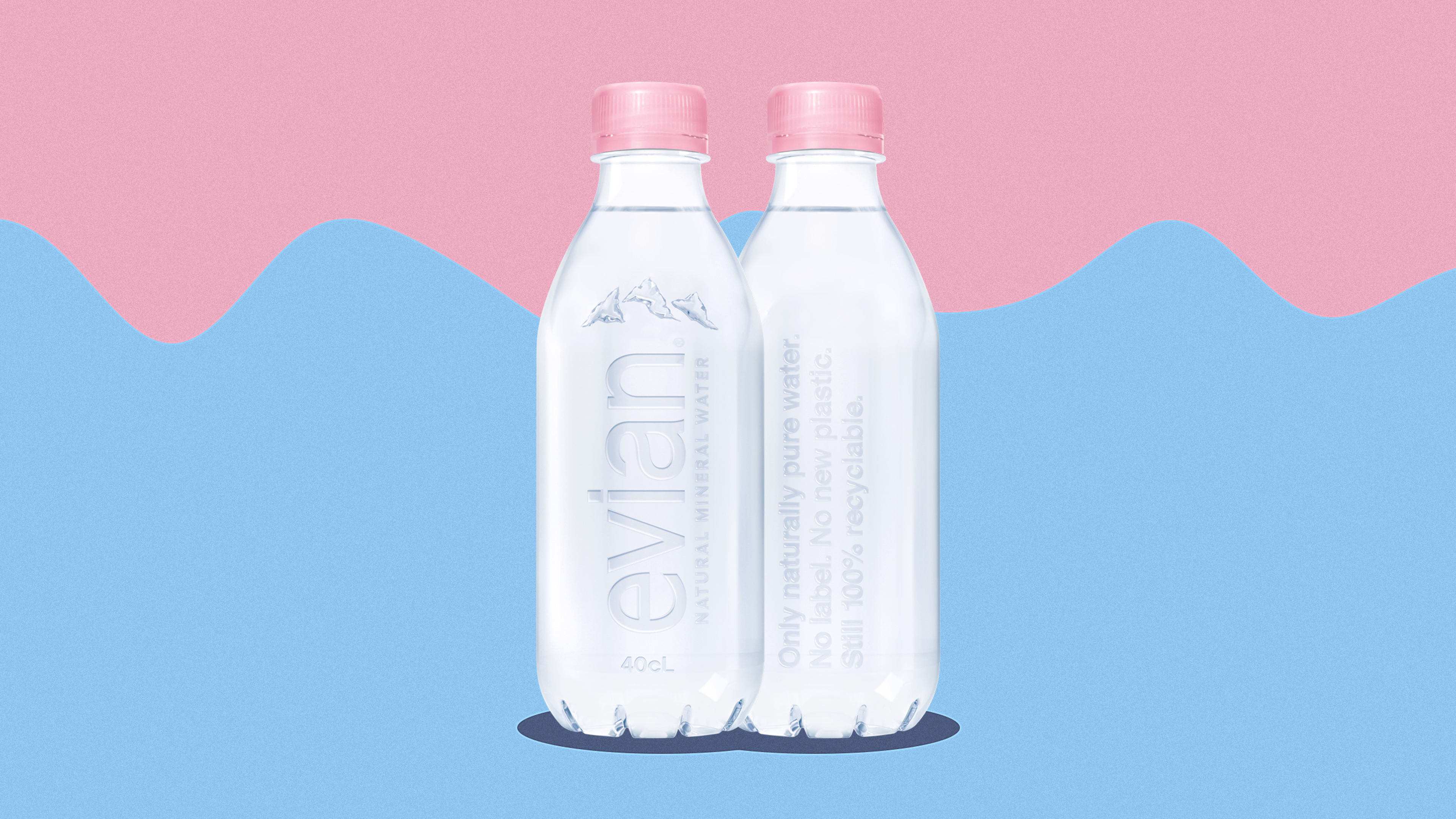 Evian’s new 100% recycled plastic bottle comes without a label