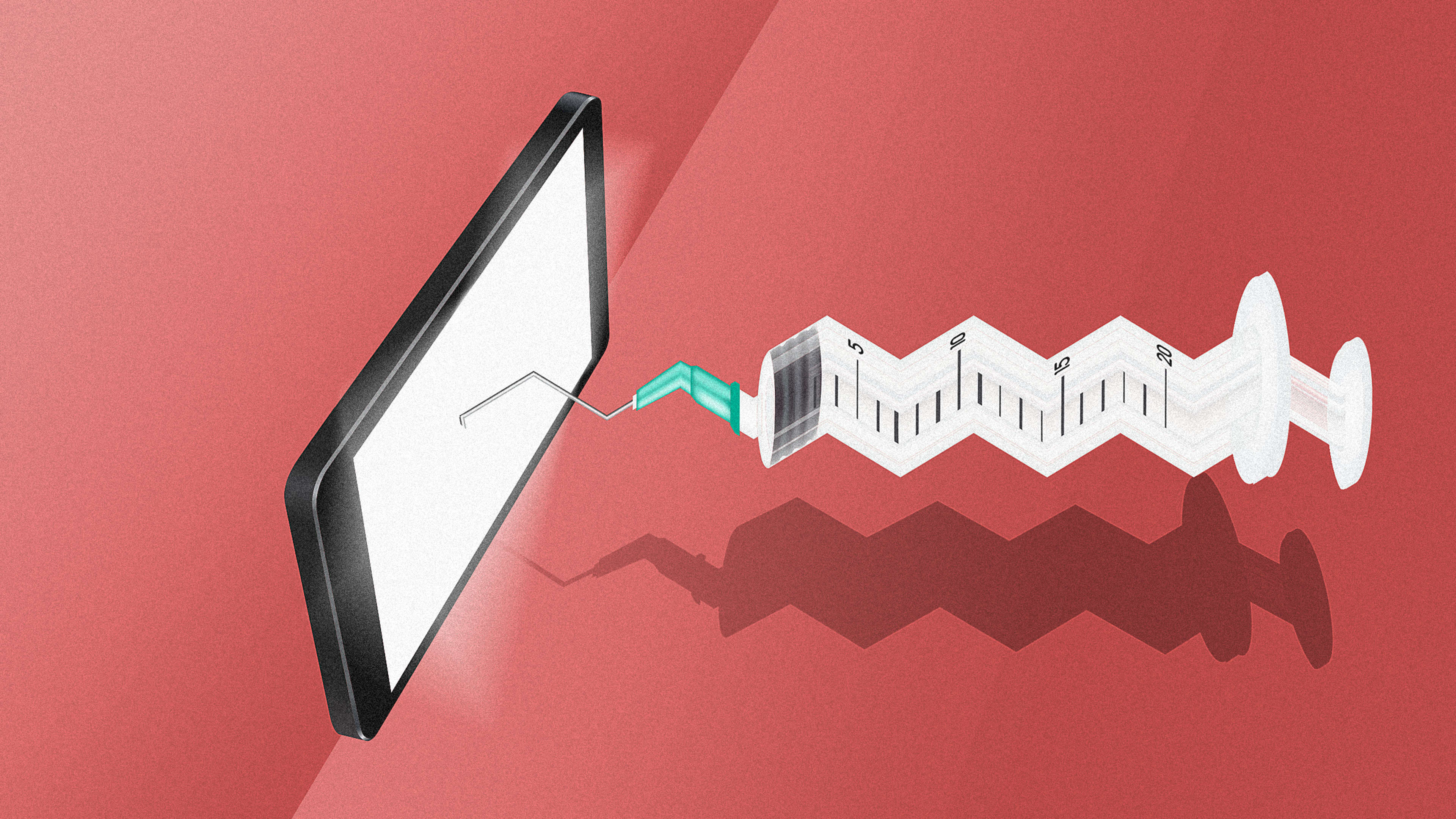 An illustration of a syringe being stopped by a phone screen