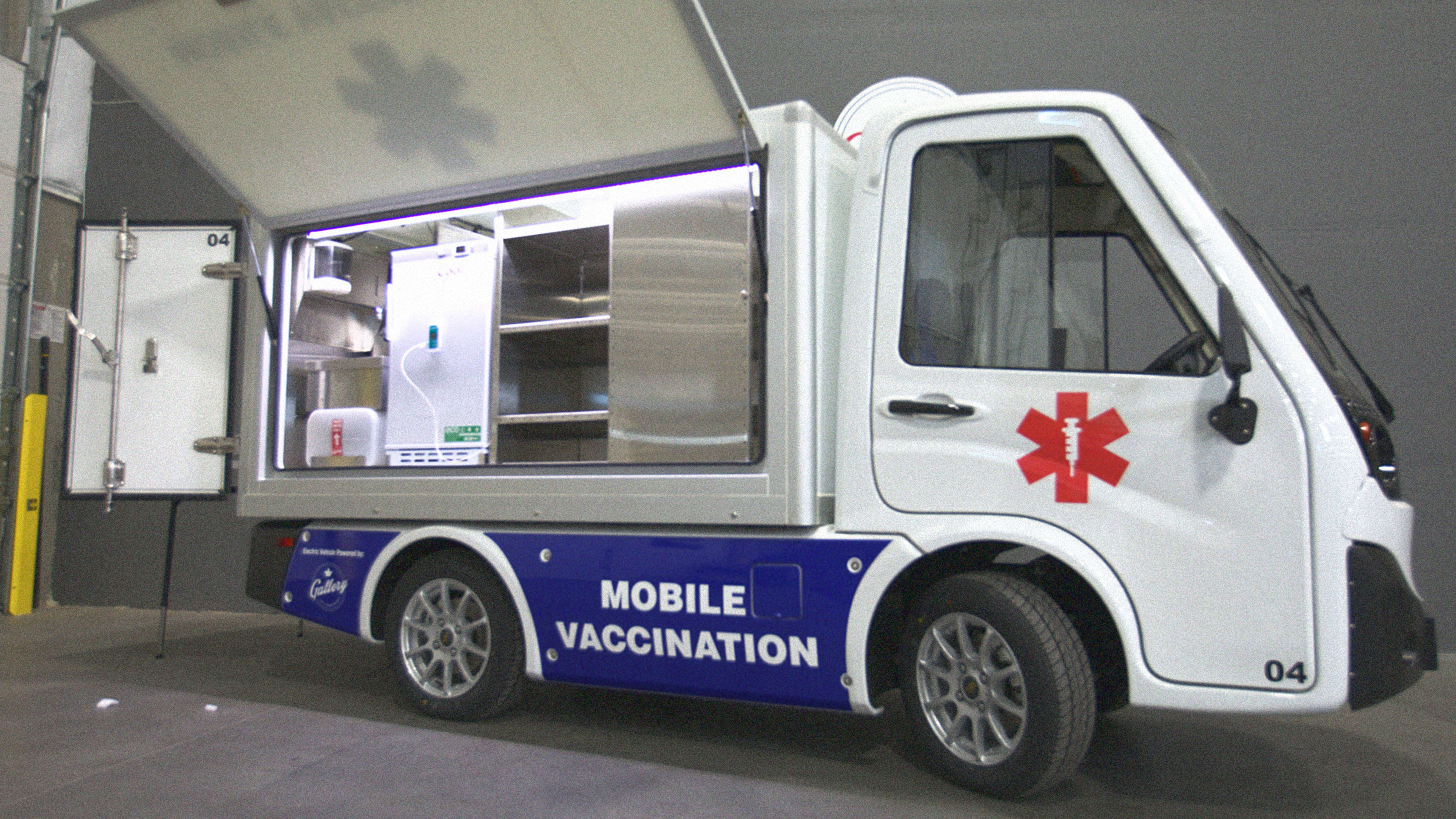 This cute little electric truck is a mobile vaccine unit