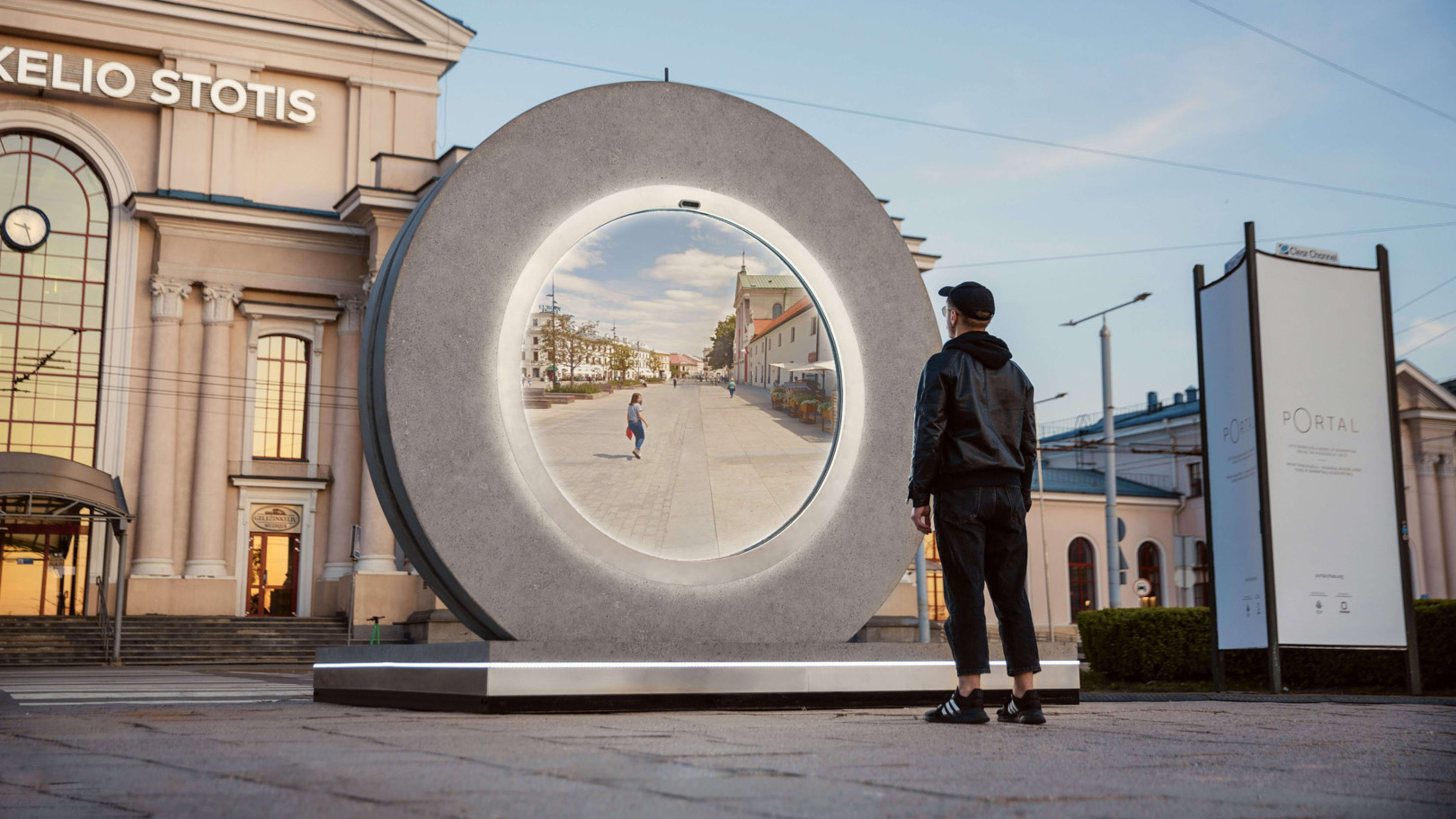 This magical portal connects people across two cities
