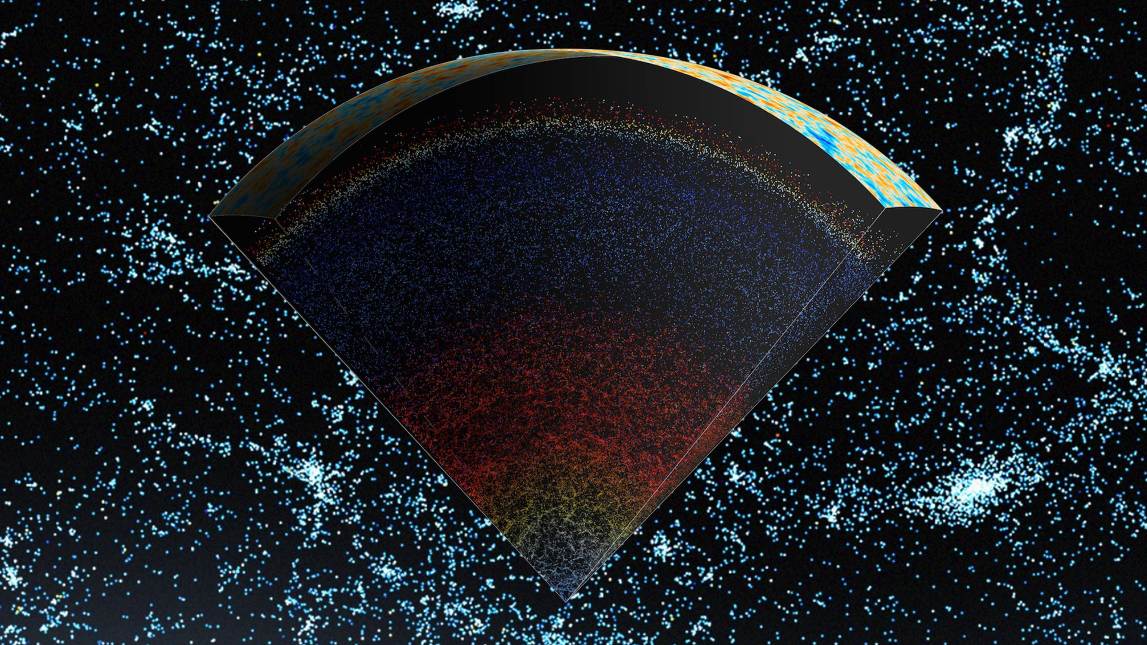 This pizza-shaped map of the universe lets you see as far back as the Big Bang