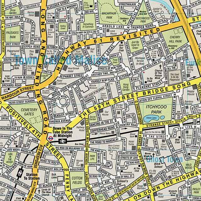 Infographic Of The Day: A Map Using Only Famous Streets From Songs ...