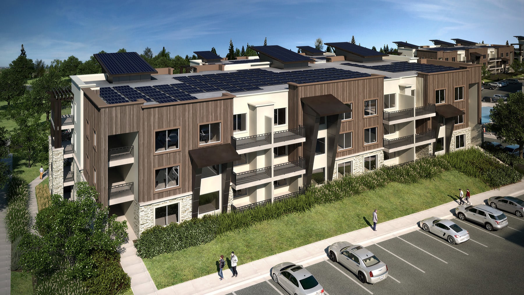 Illustration of Solar Powered Apartment Building Design