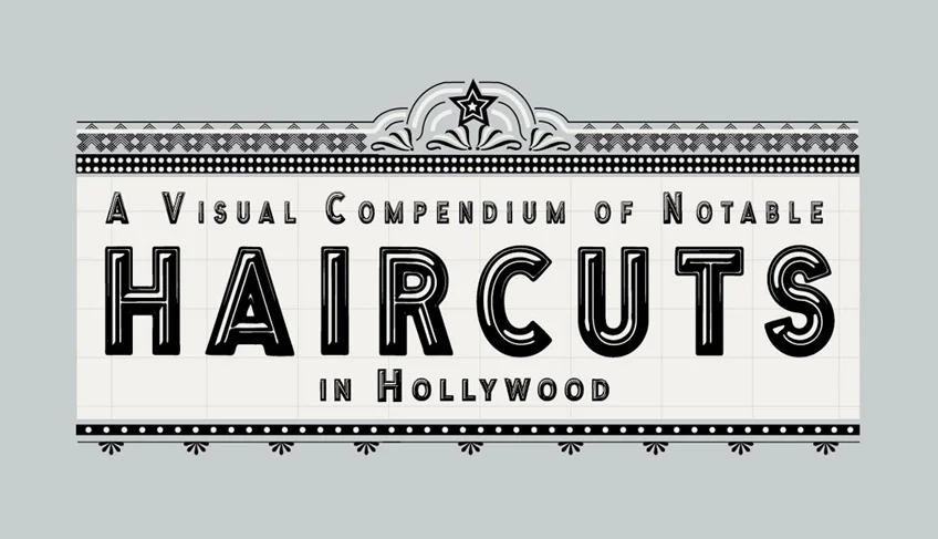 A visual summary infographic highlighting some of the most recognizable and famous hairstyles ever depicted in Hollywood films.
