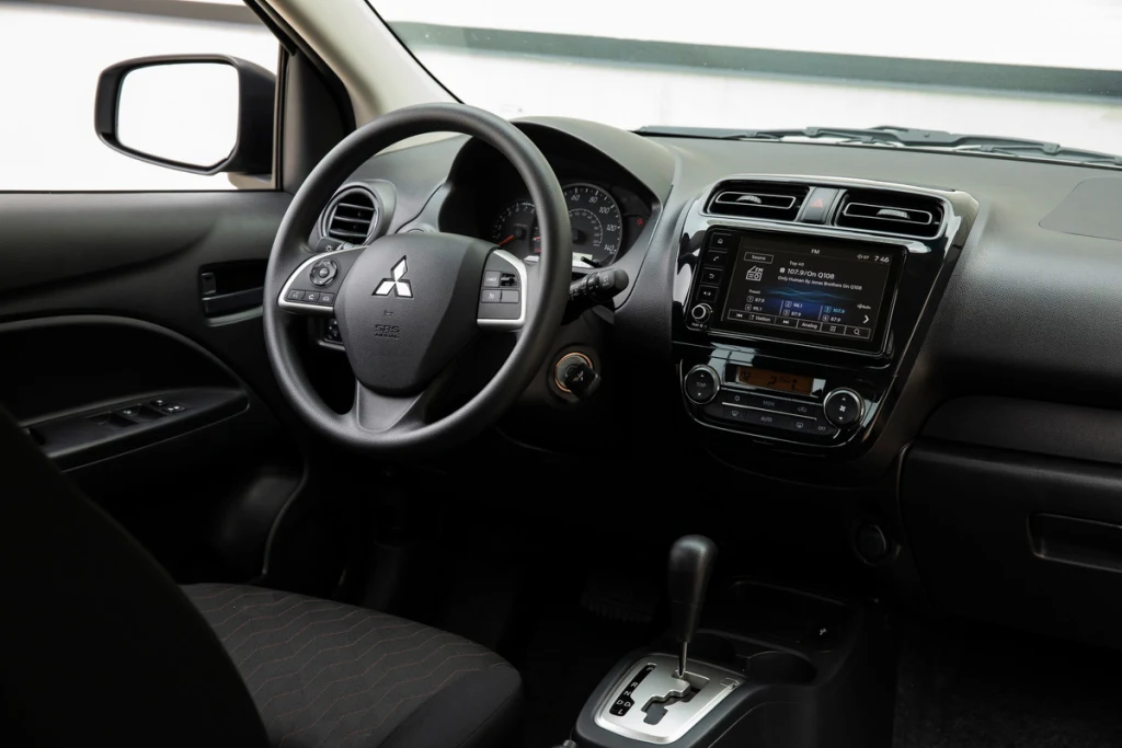 A photo of the driver's side front dash of the Mitsubishi Mirage. 
