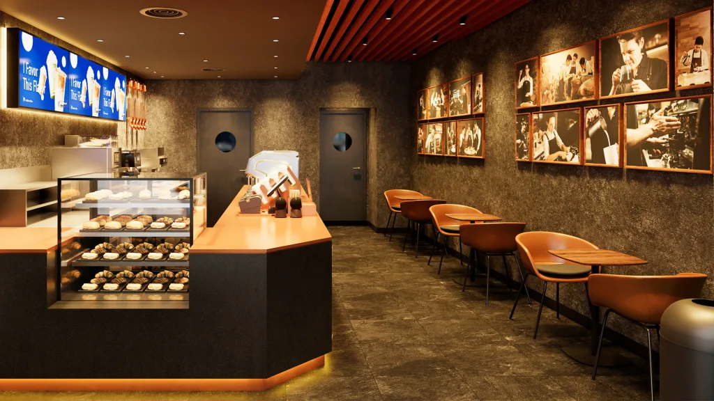 An interior photo of a Luckin Coffee location.