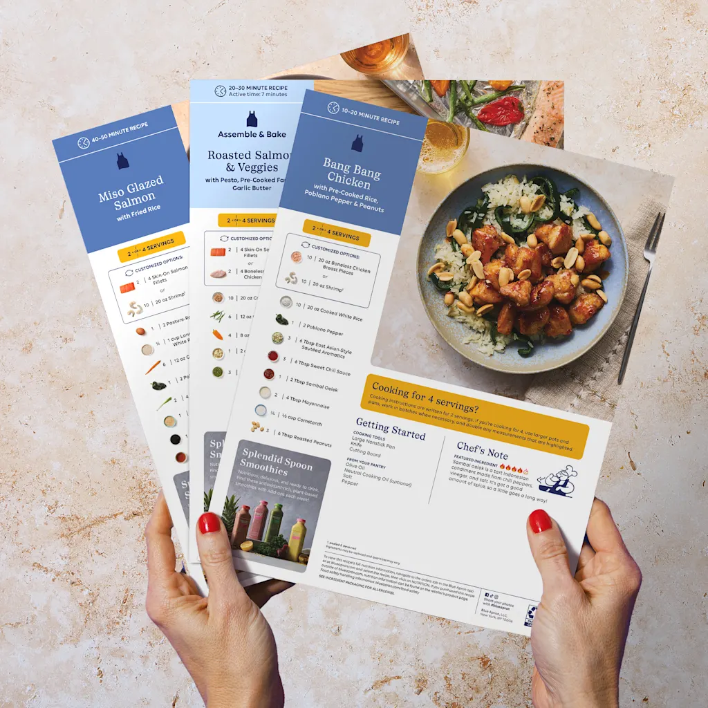 The print menus following the Blue Apron rebrand.