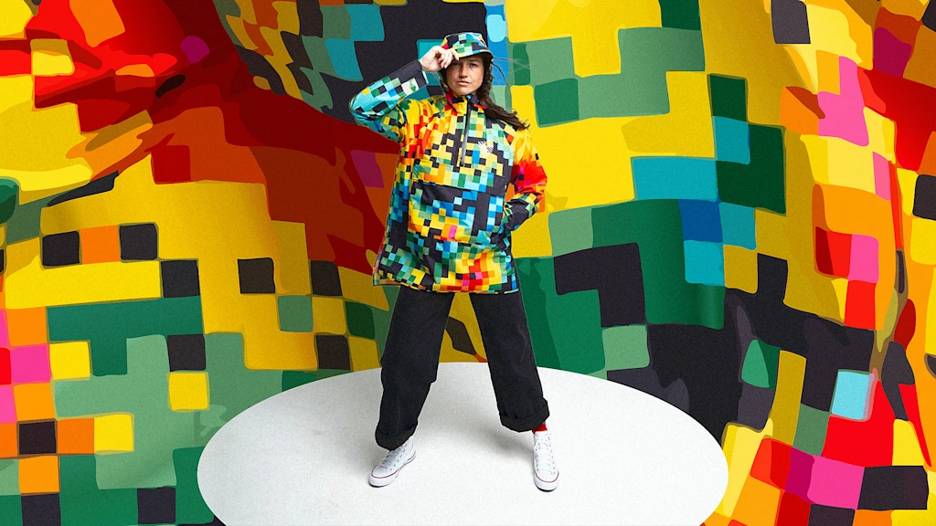 This rain jacket is designed with real Doppler radar patterns