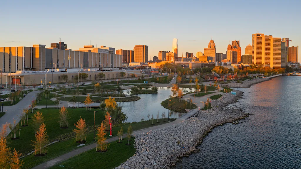 An exceptional new park remakes Detroit's riverfront