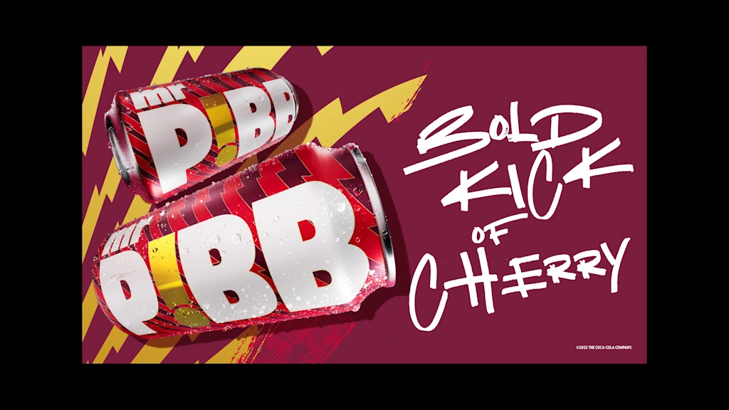 The Mr. Pibbs branding next to the text "bold kick of cherry."