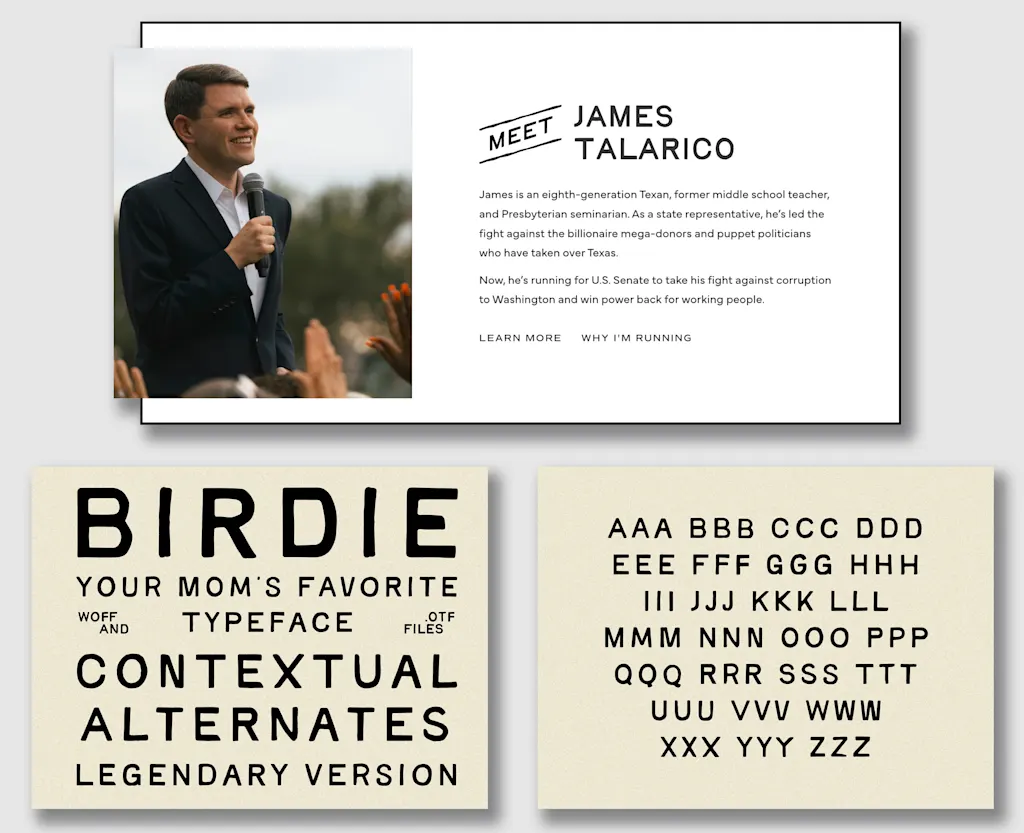 Het vintage-geïnspireerde lettertype van James Talarico luidt een nieuw politiek landschap in