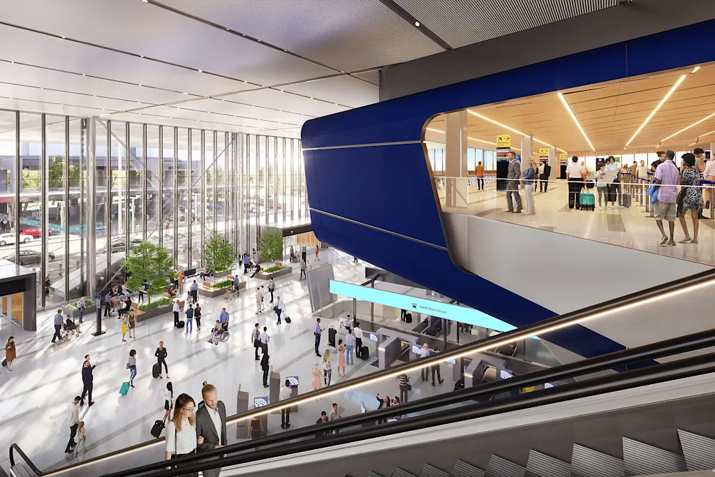 Hoe architecten luchthavens ontwerpen om extreem lange veiligheidslijnen aan te kunnen