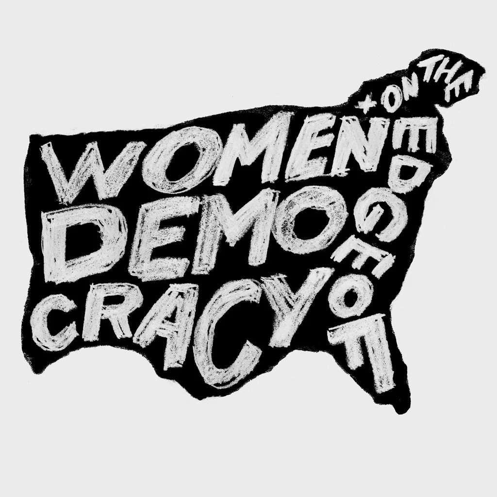 Paula Scher designs logo for 'Women+ on the Edge of Democracy' event