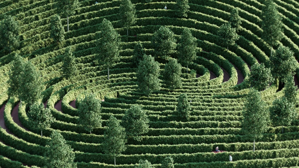 This maze-like urban park is designed to keep everyone 6 feet