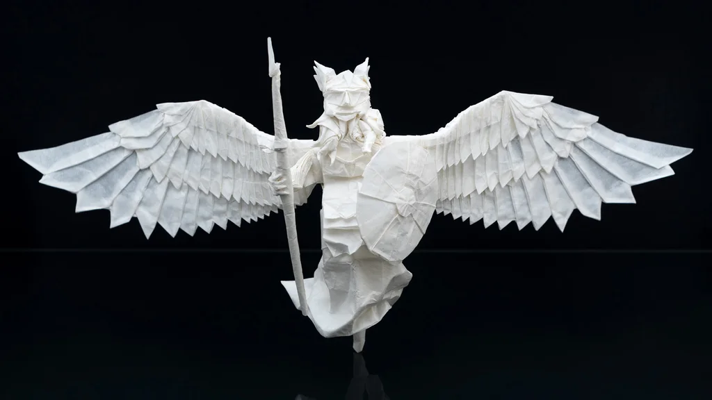 These impossibly detailed origami figures are made of a single