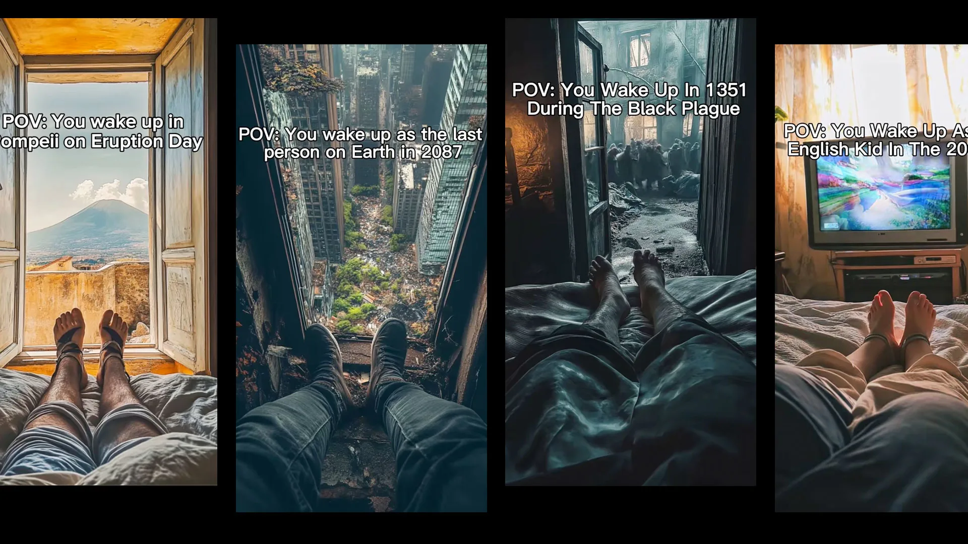 AI Time Travel Challenge showing historical transformations on TikTok