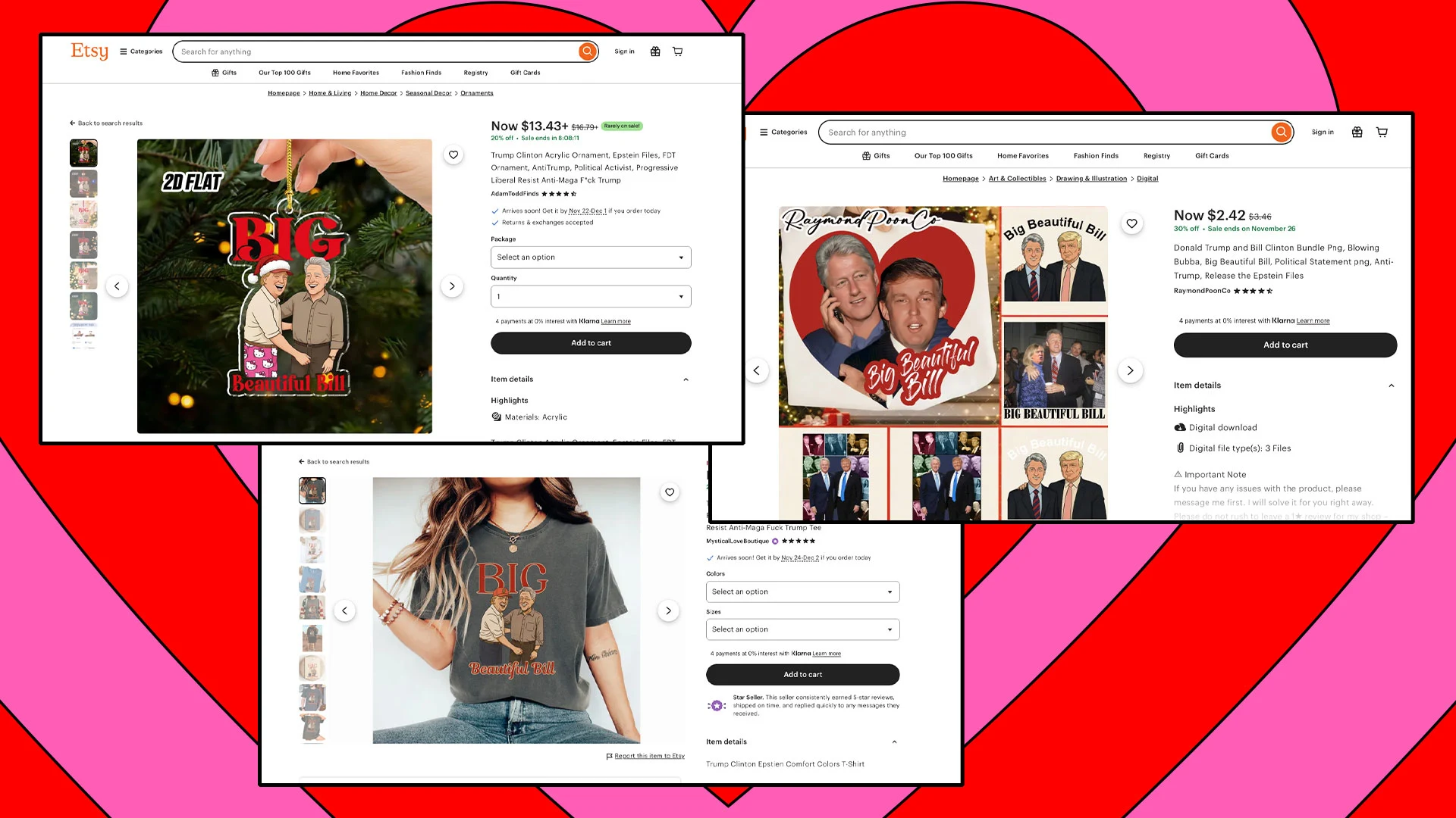 That Epstein 'Bubba' email has inspired a wave of inappropriate Trump-Clinton merch on Etsy