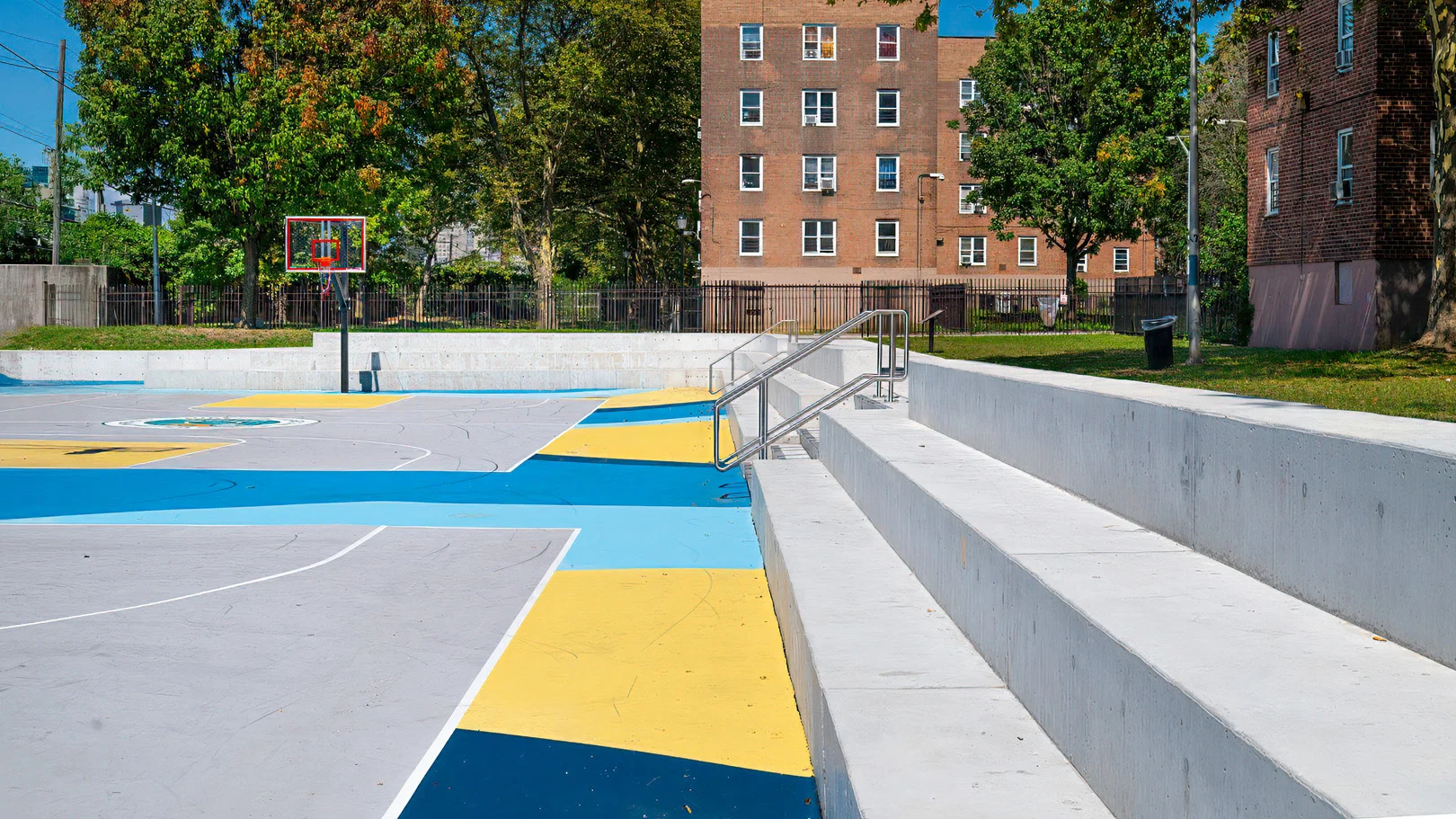 These basketball courts double as a hidden flood defense