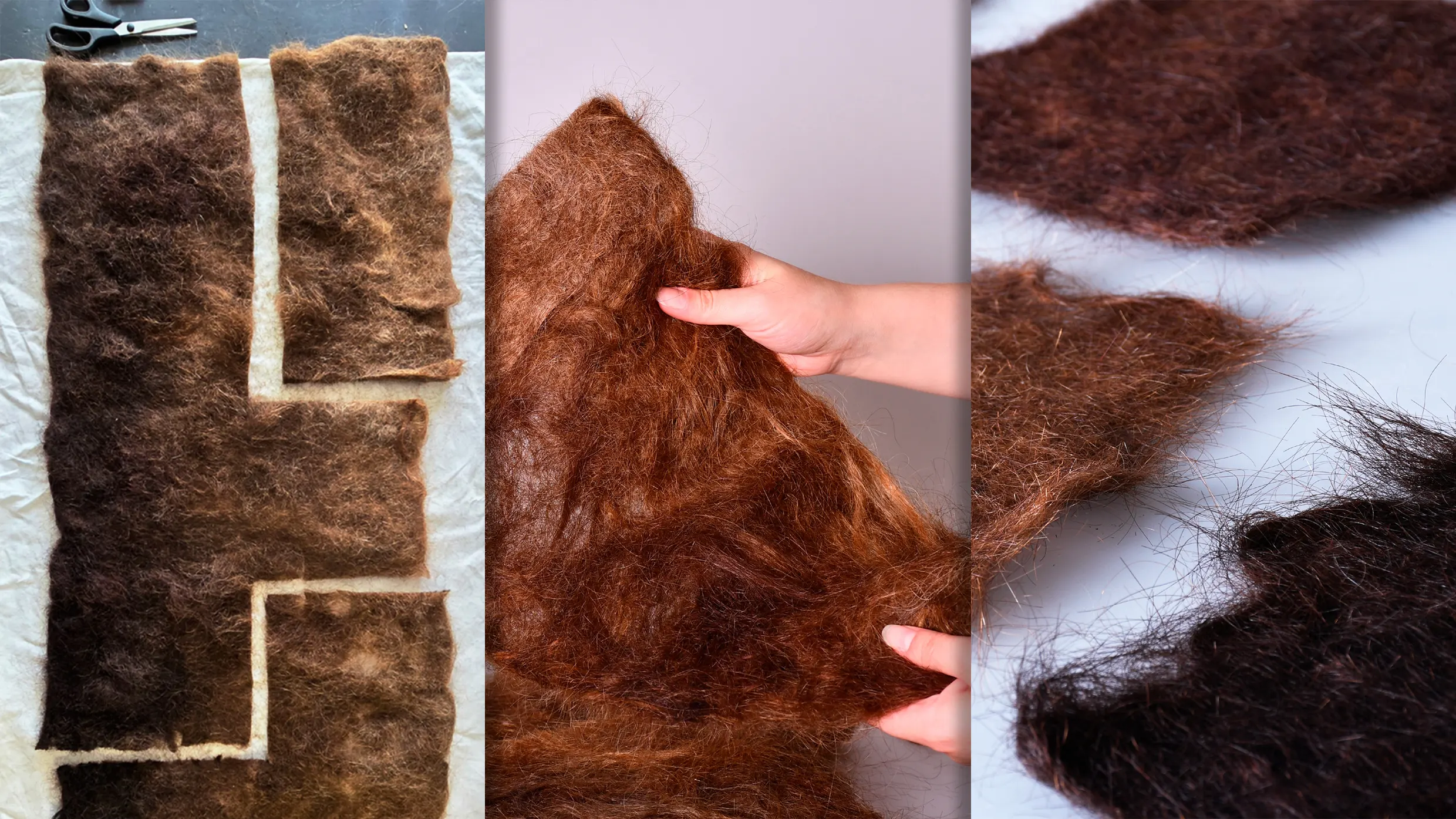 These pretty textiles are made out of human hair