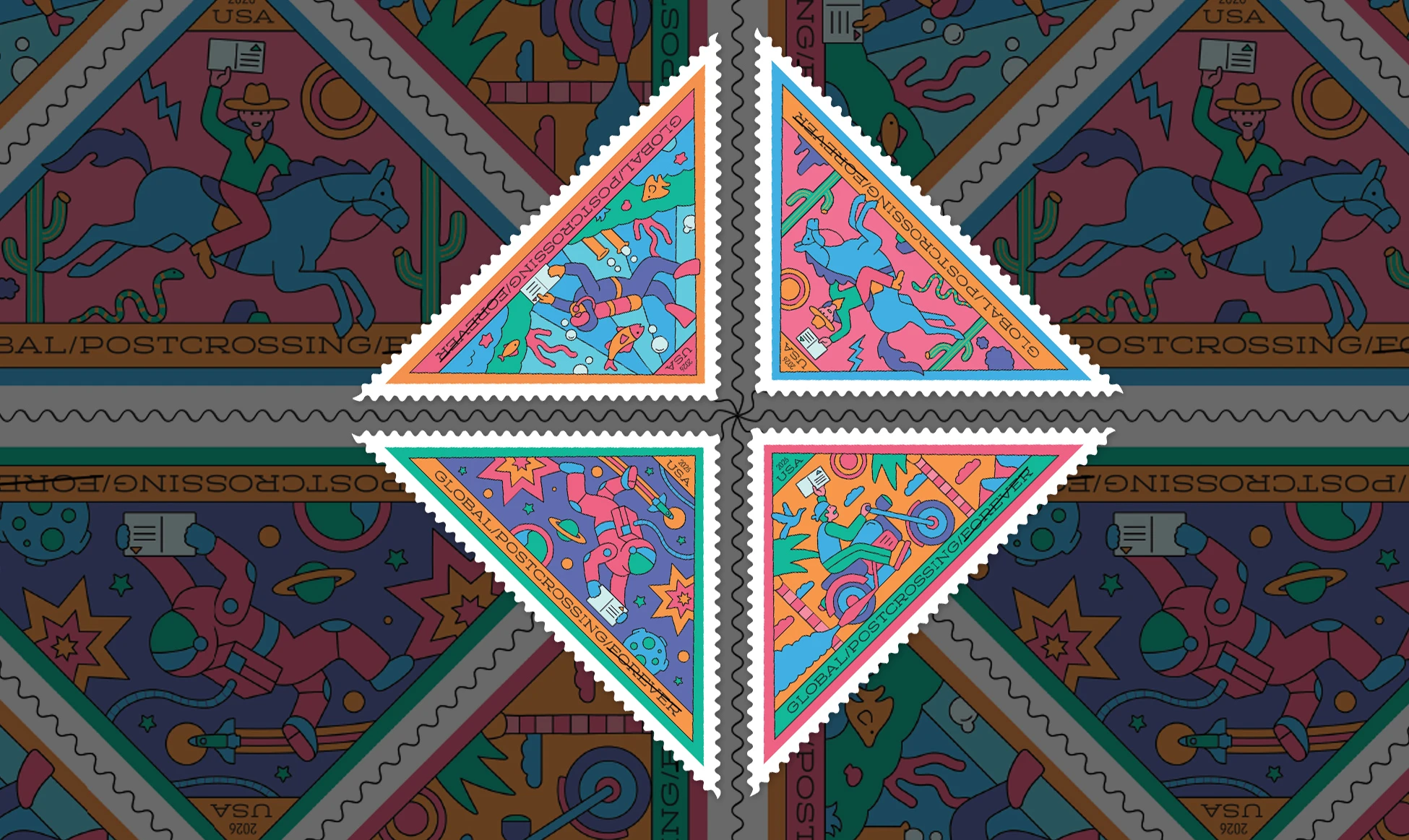 This triangle-shaped stamp has an unusual purpose