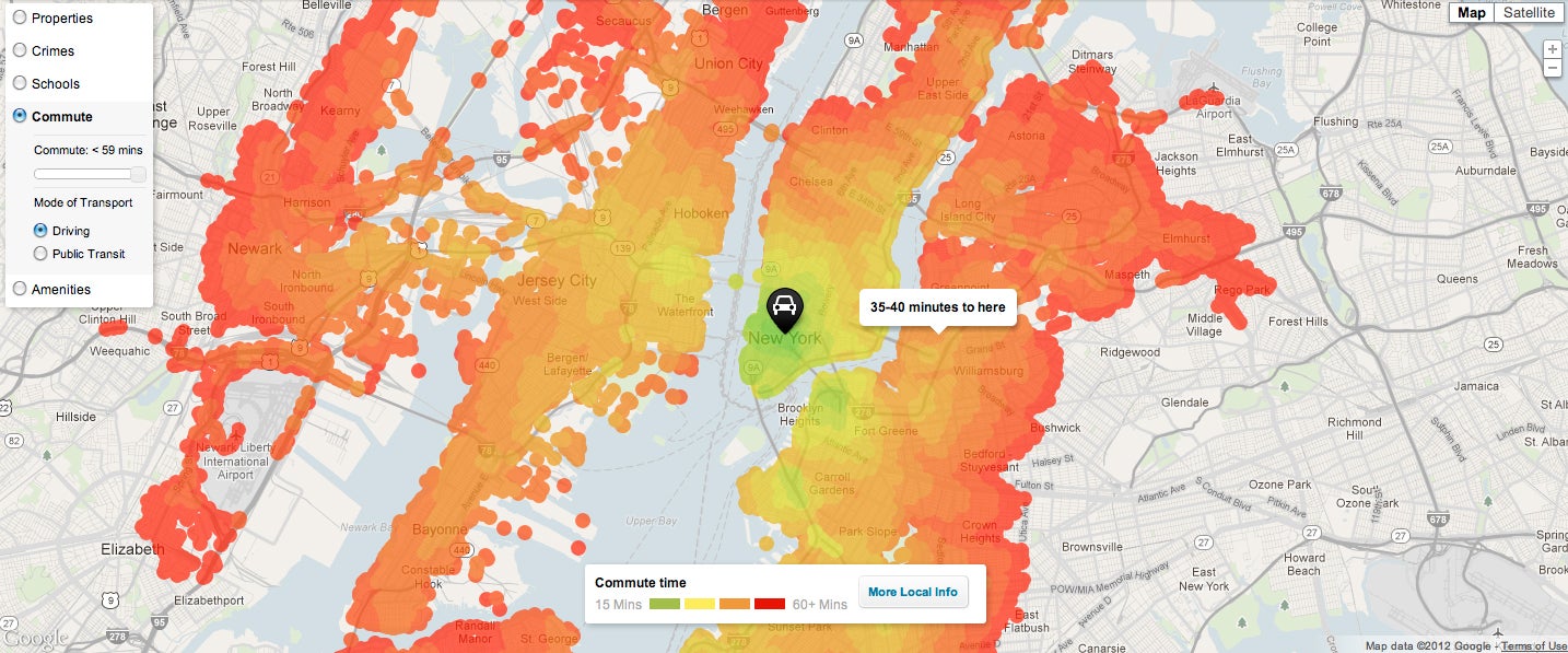 Trulia's New Maps Show Your Commute Time From Your New House - Fast Company