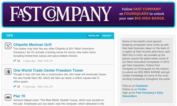Fast Company foursquare page